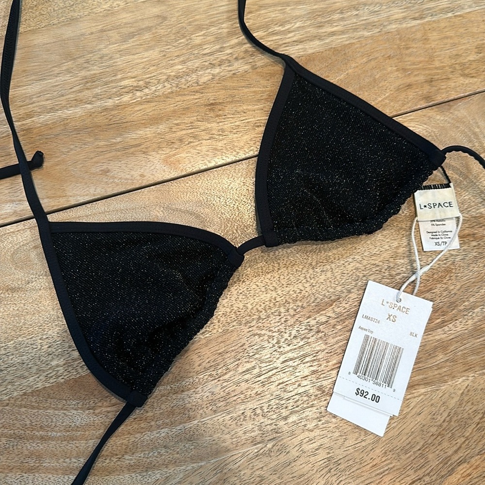NWT L*Space Shimmer String Triangle Bikini Top